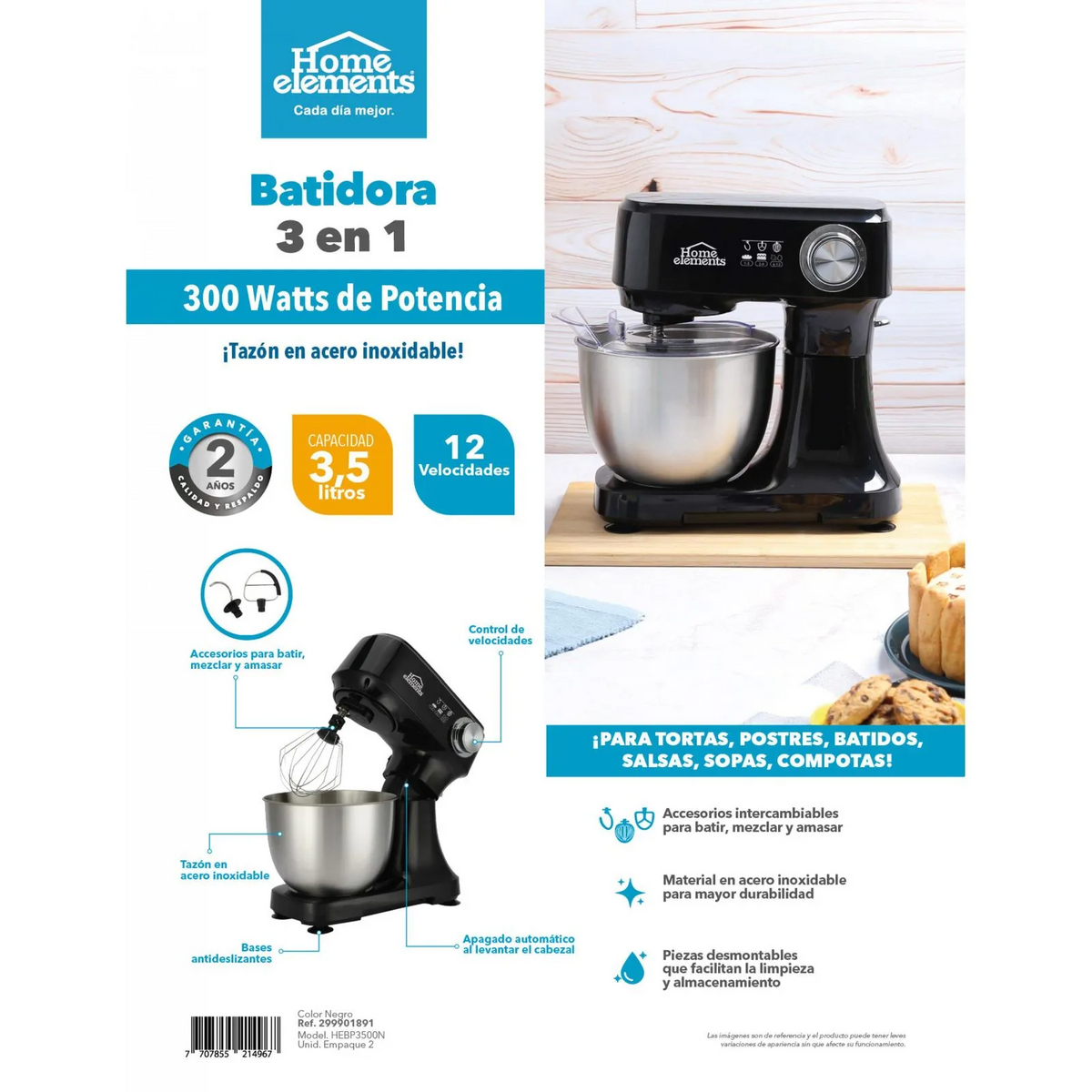 Batidora triblend pro 3 en 1 HOME ELEMENTS