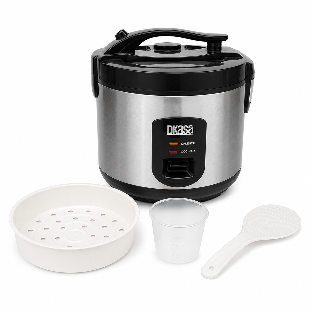 Olla Arrocera Premium Inox Cook Con Visor 1.8 Libras Plateada DKASA