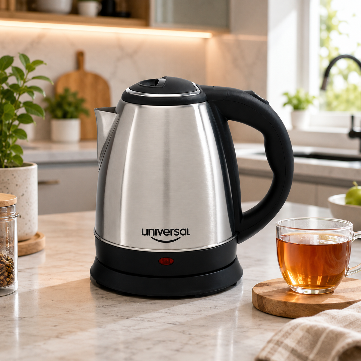 Tetera eléctrica acero 1.5 litros 1000w universal