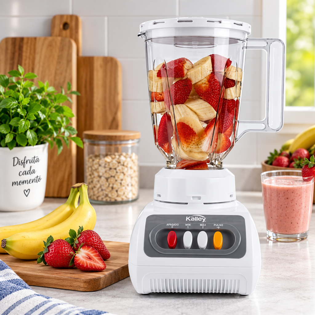 Licuadora 1.5 litros blanca 400w Kalley pasta