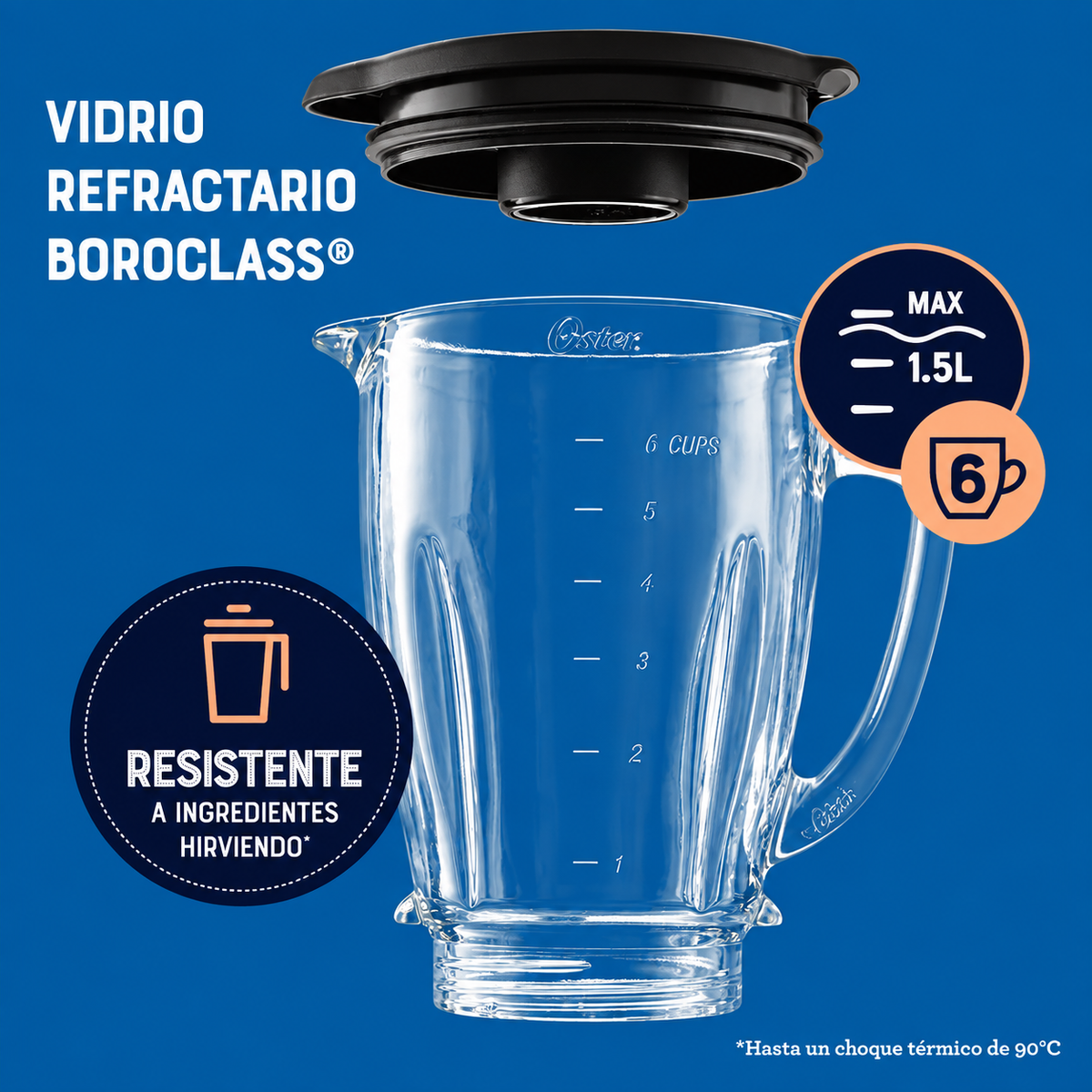 Licuadora perilla dos velocidades pulso 800W negra OSTER