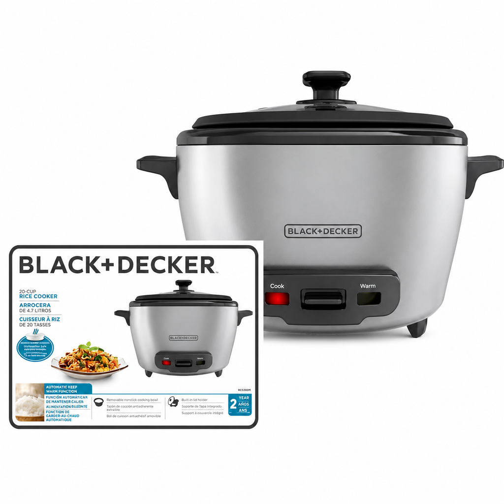 Olla arrocera blanca 20 tazas BLACK+DECKER