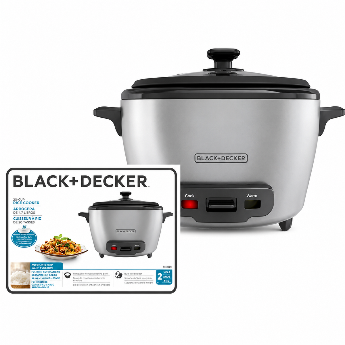 Olla arrocera blanca 20 tazas BLACK+DECKER