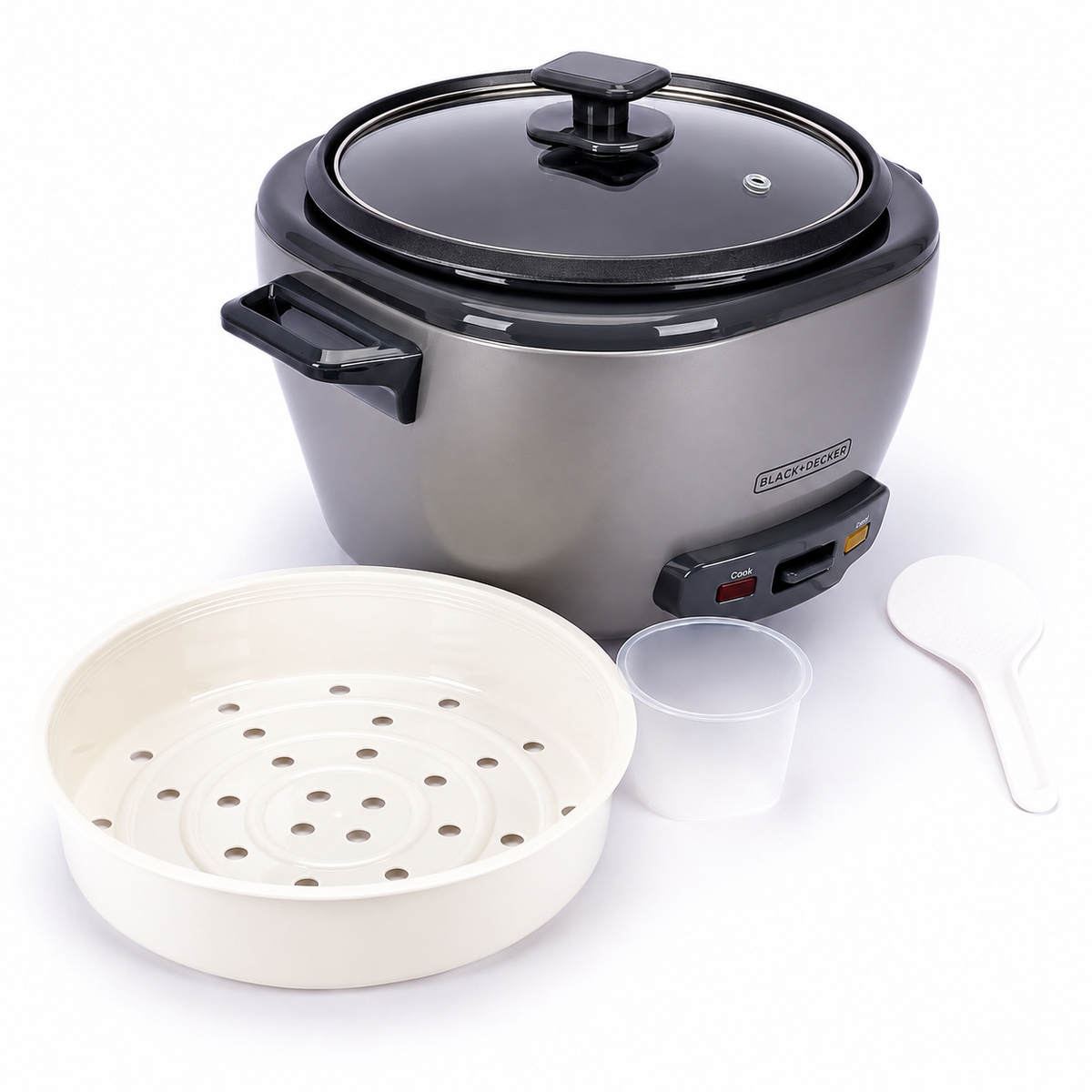 Olla arrocera 2 en 1 1.2 litros gris BLACK+DECKER