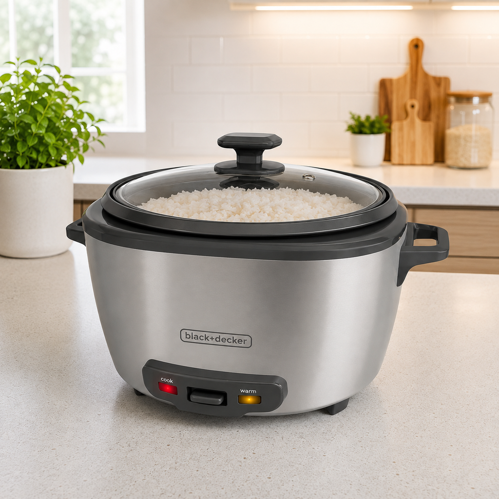 Olla arrocera blanca 20 tazas BLACK+DECKER