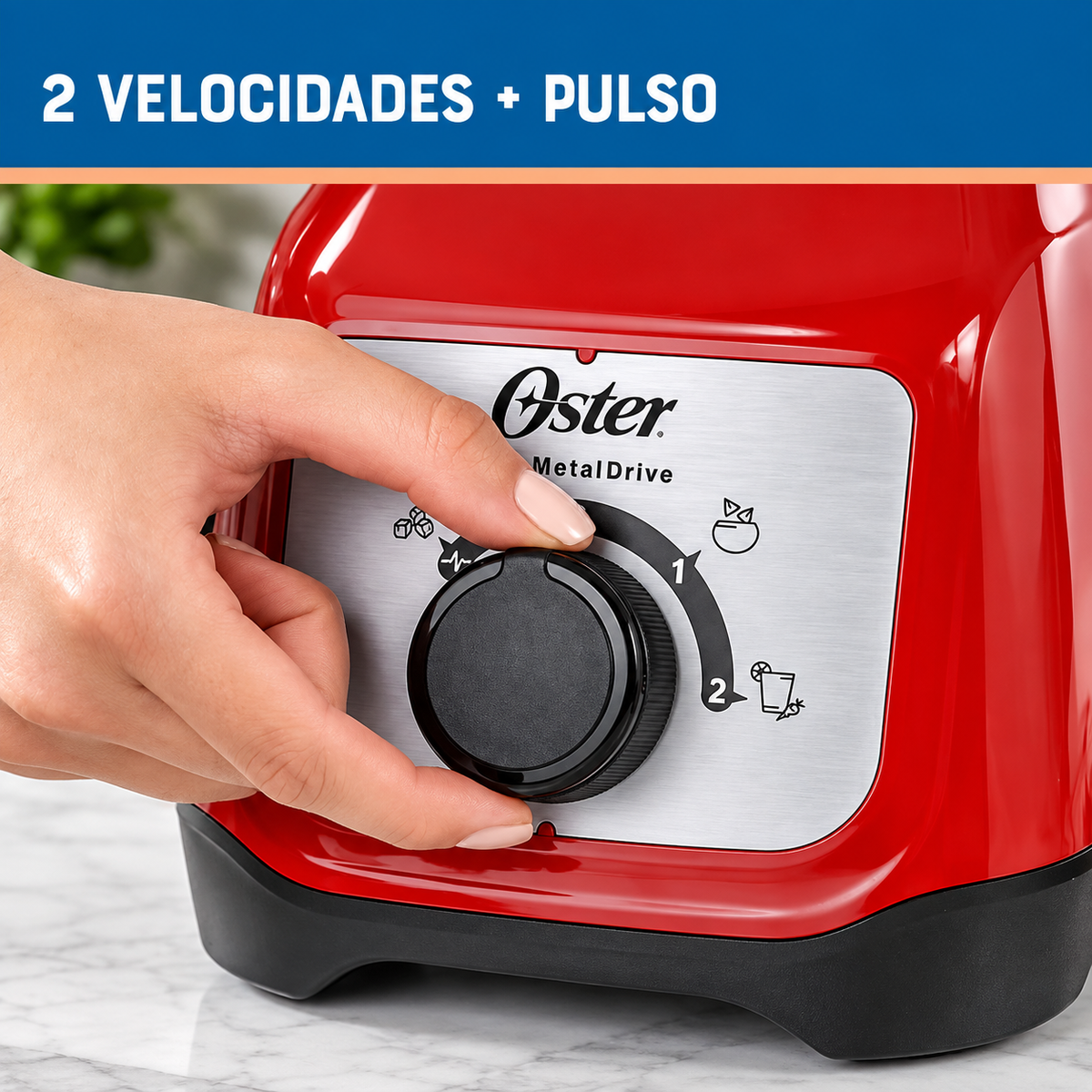 Licuadora perilla dos velocidades pulso 800W Roja OSTER