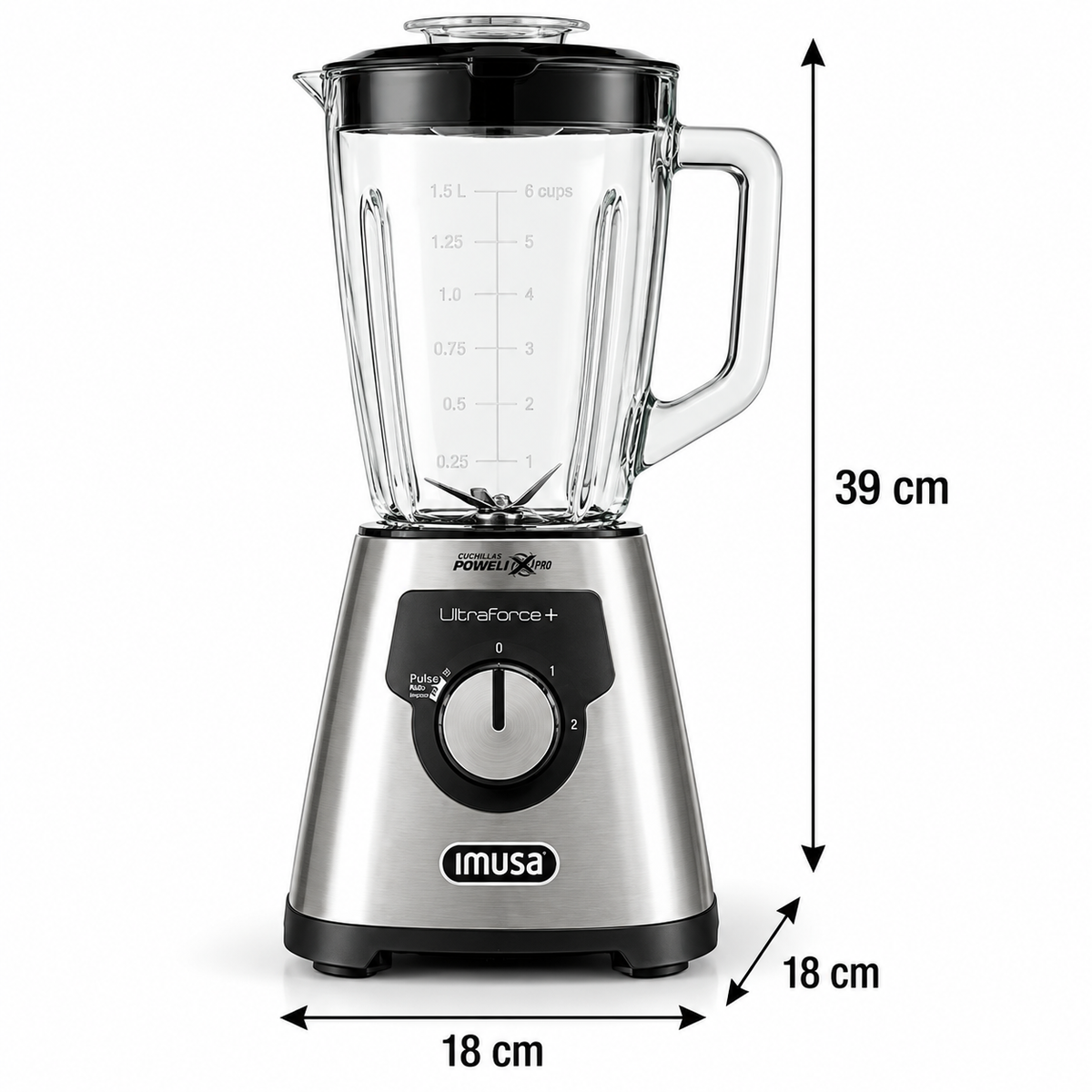 Licuadora ultraforce 1000W vaso vidrio 2.2litros dos velocidades IMUSA