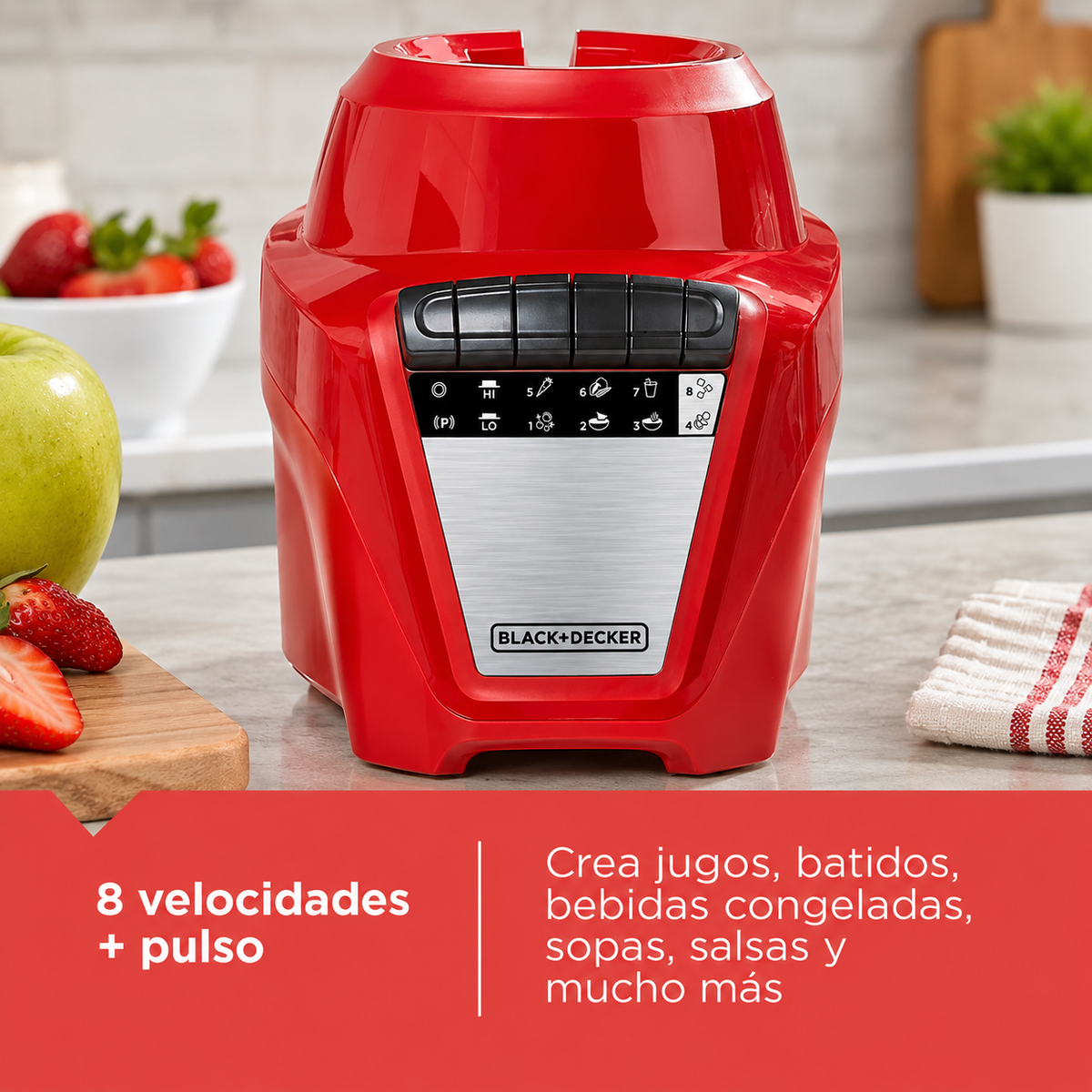 Licuadora Black+Decker Ice Crush roja 8 VEL