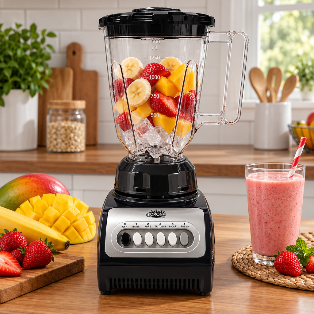 Licuadora1.5 litros 350W 4 velocidades vaso plastico CORONA