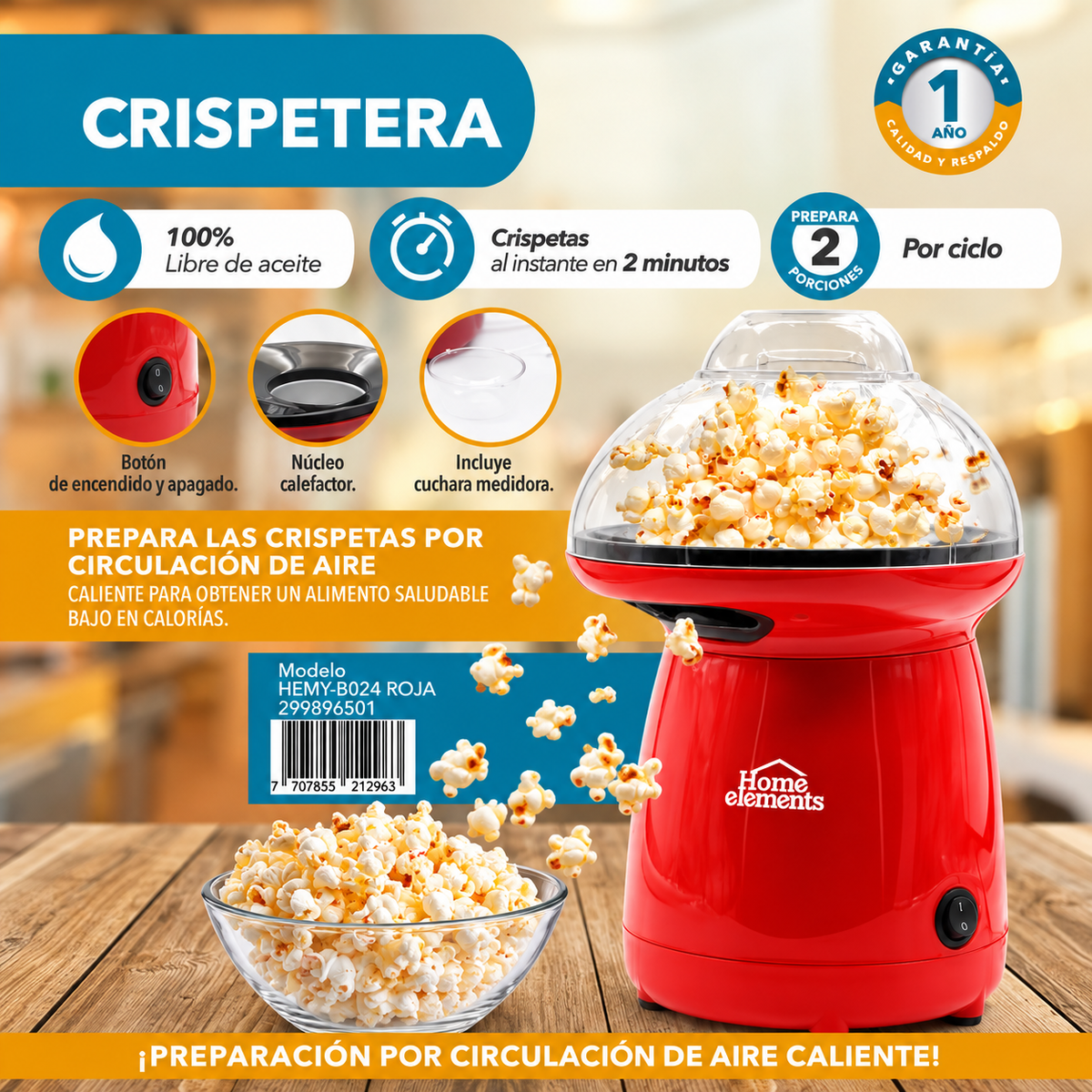crispetera electrica HOME ELEMENTS
