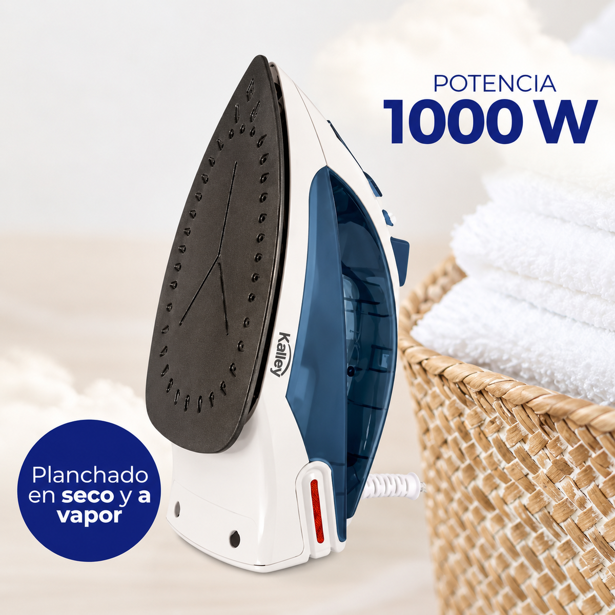 Plancha a vapor 200 ml 1000W azul KALLEY