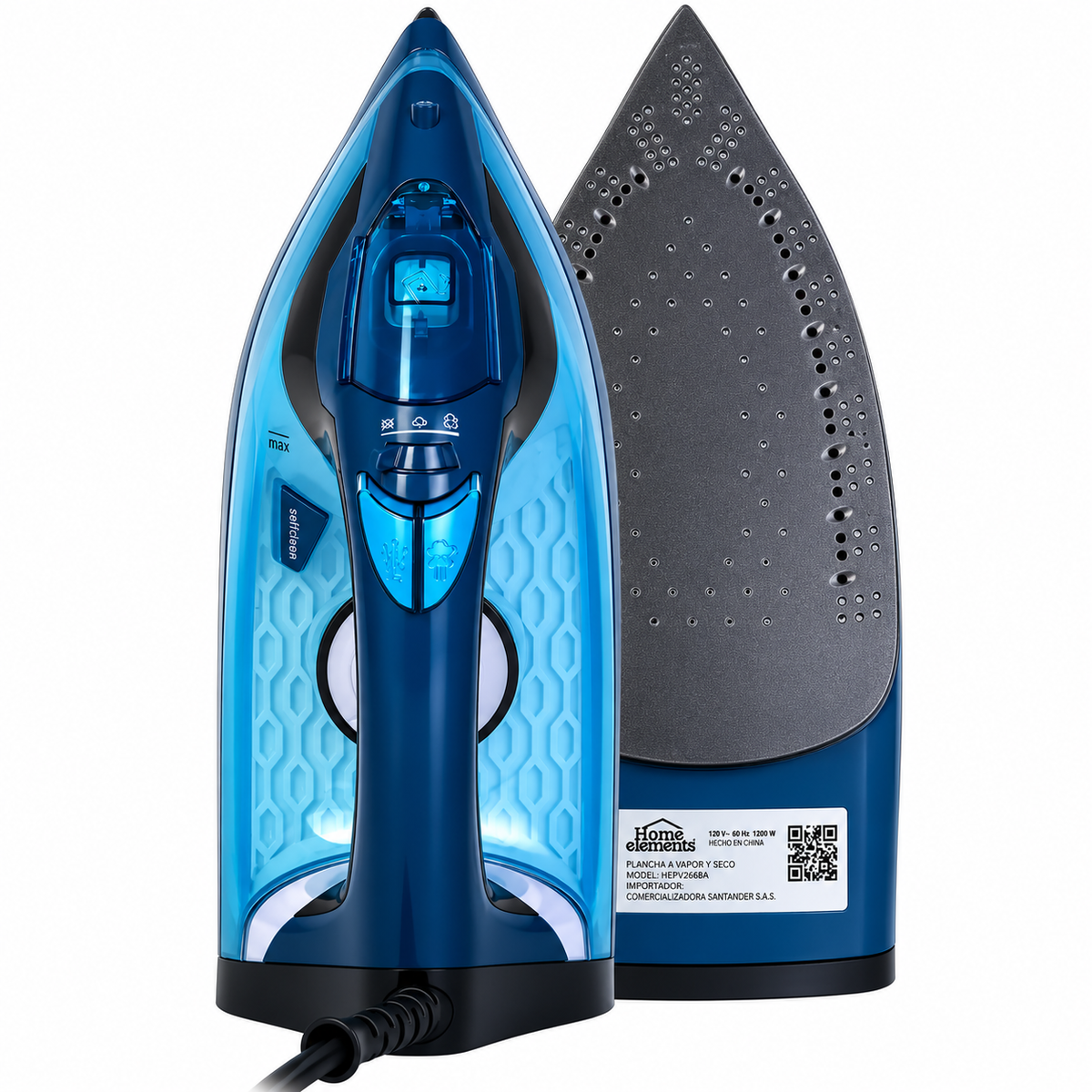 Plancha a vapor y seco 2 en 1 1200W HOME ELEMENTS