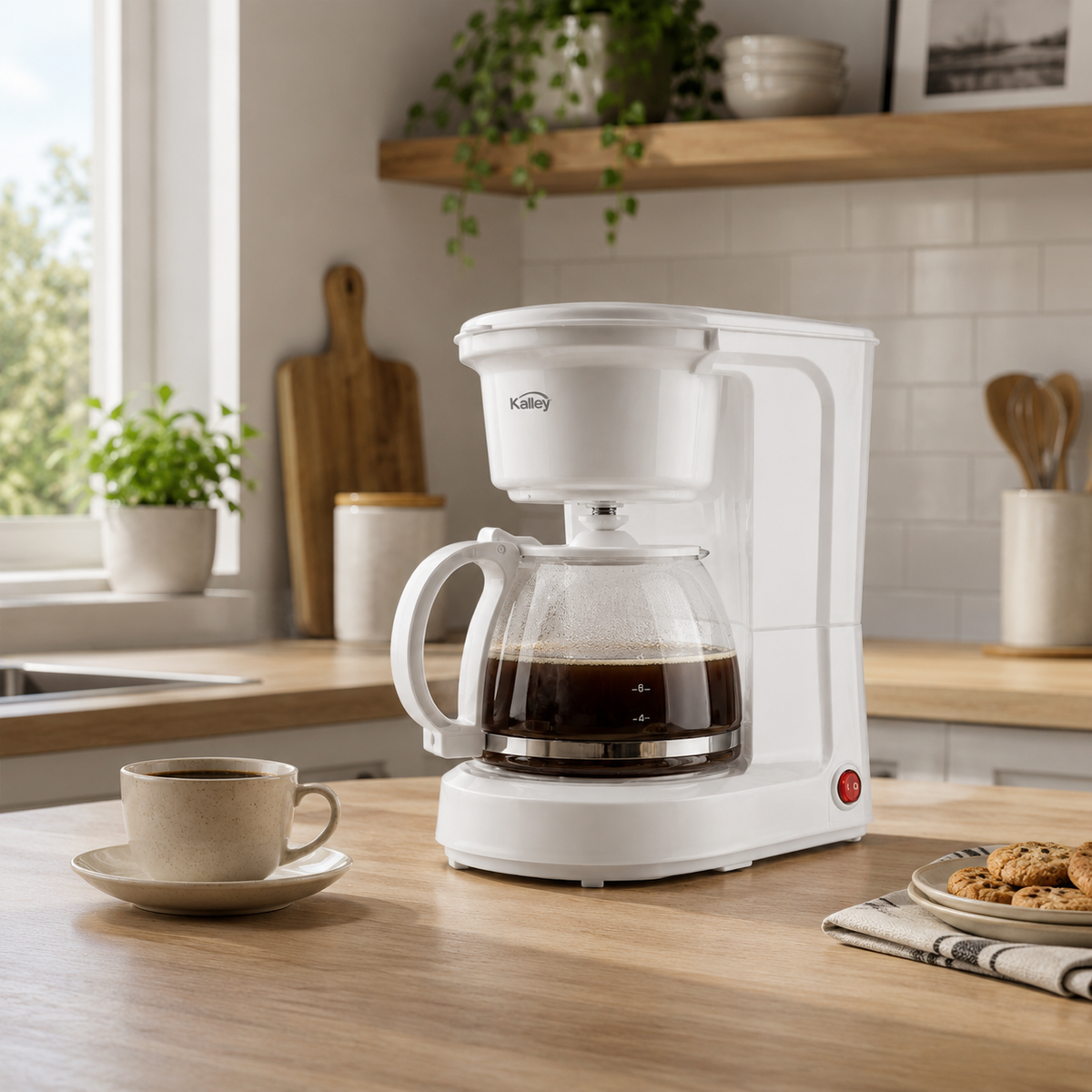 Cafetera Kalley  8 tazas 750W blanca