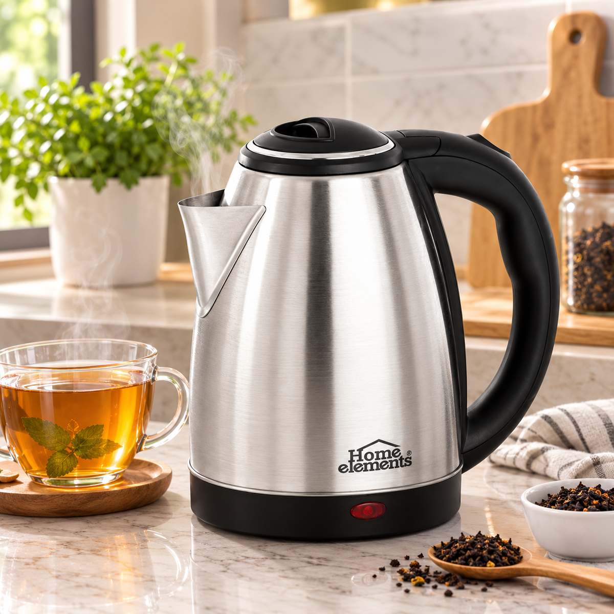 Cafetera Hervidora 2 en 1 1.8 litros acero inox HOME ELEMENTS