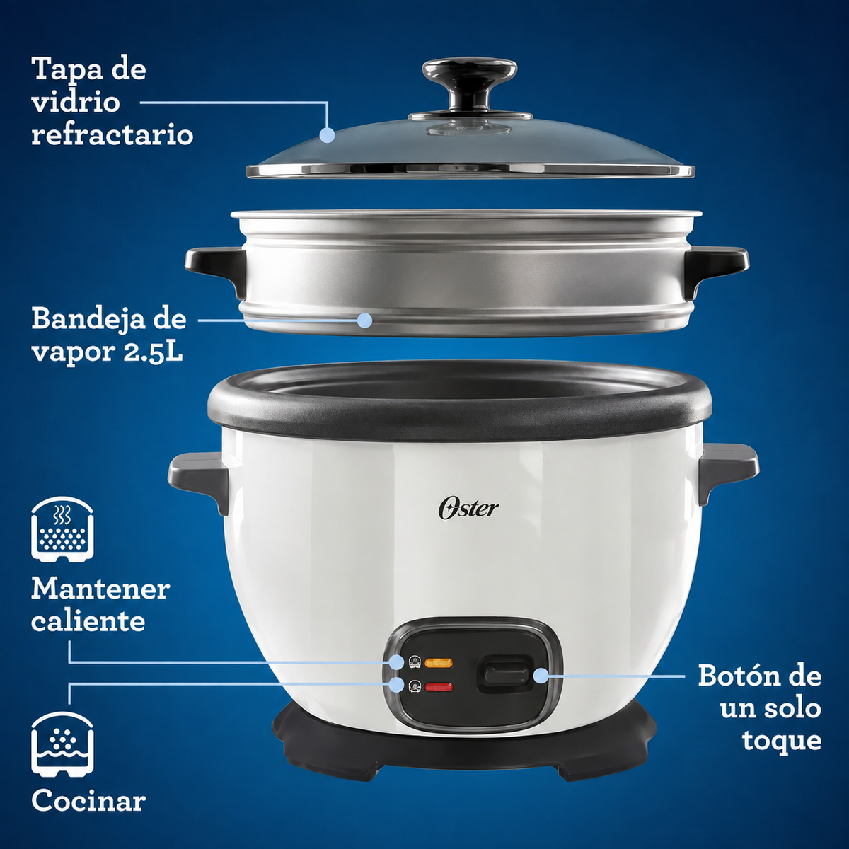 Olla arrocera 0,6 libra con vaporera OSTER