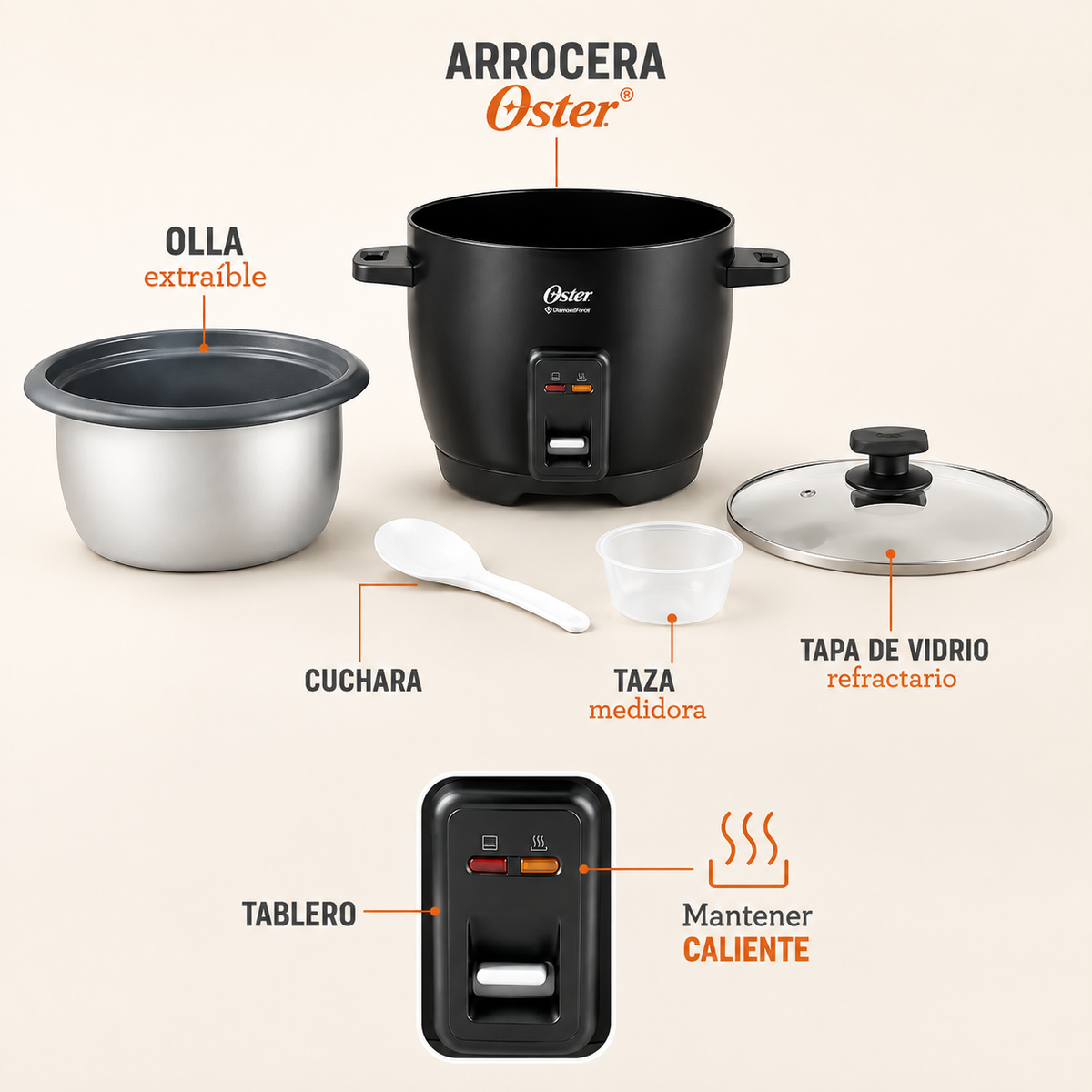 olla arrocera Oster DiamondForce 7 tazas