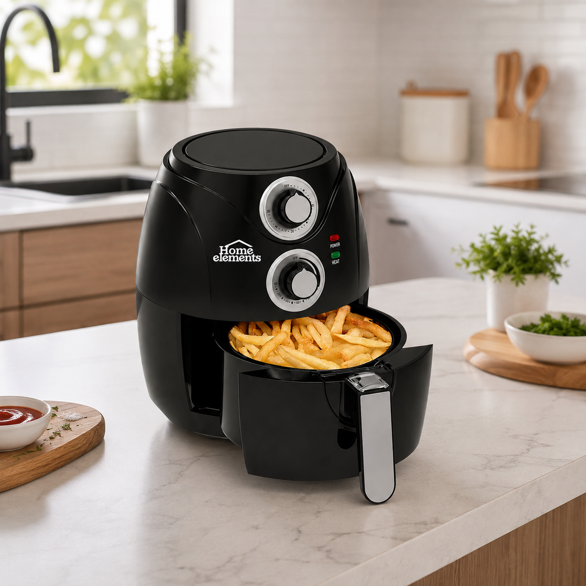 freidora de aire 1.8 litros negra HOME ELEMENTS