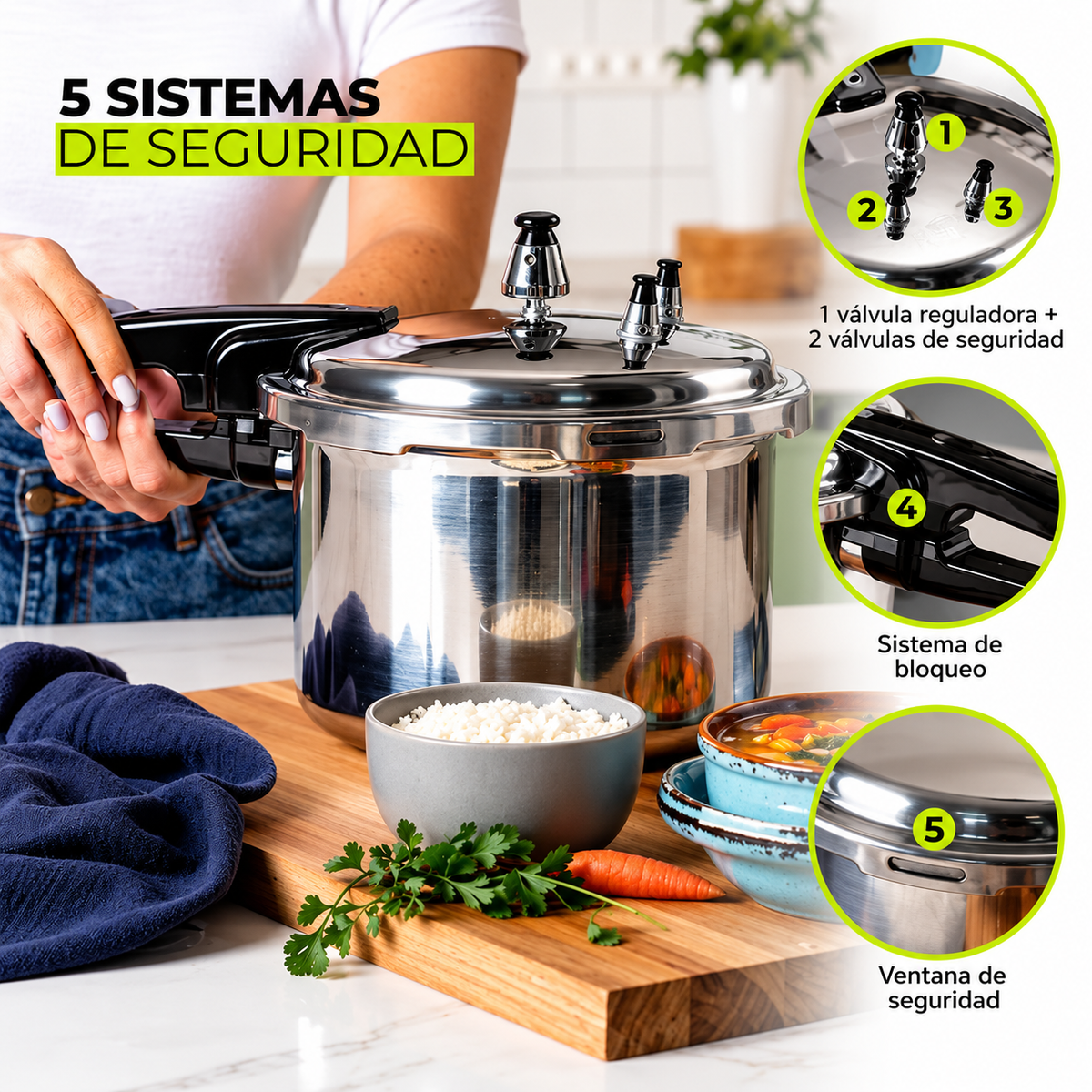 Olla presión 4.2 litros 5 sistemas de Segu KALLEY