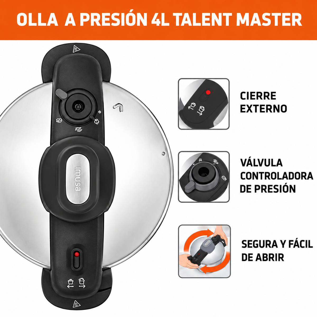 Olla presión acero inoxidable 5.6 litros 5 sistemas HOME ELEMENTS