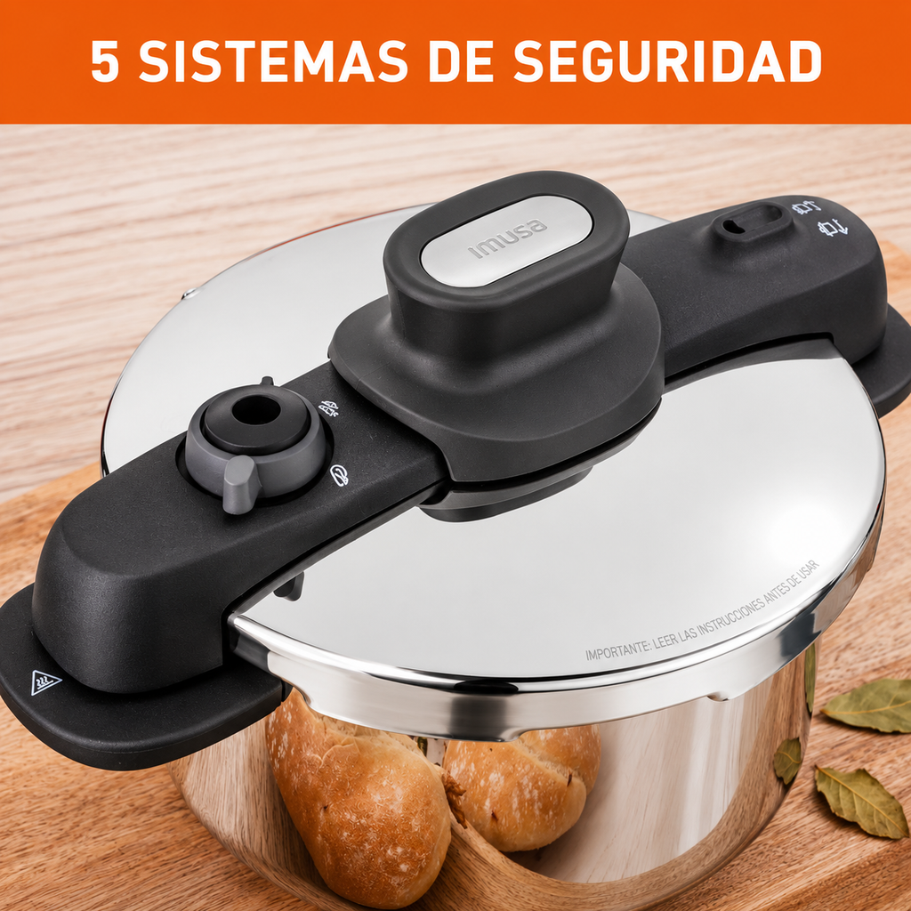 Olla presión acero inoxidable 5.6 litros 5 sistemas HOME ELEMENTS