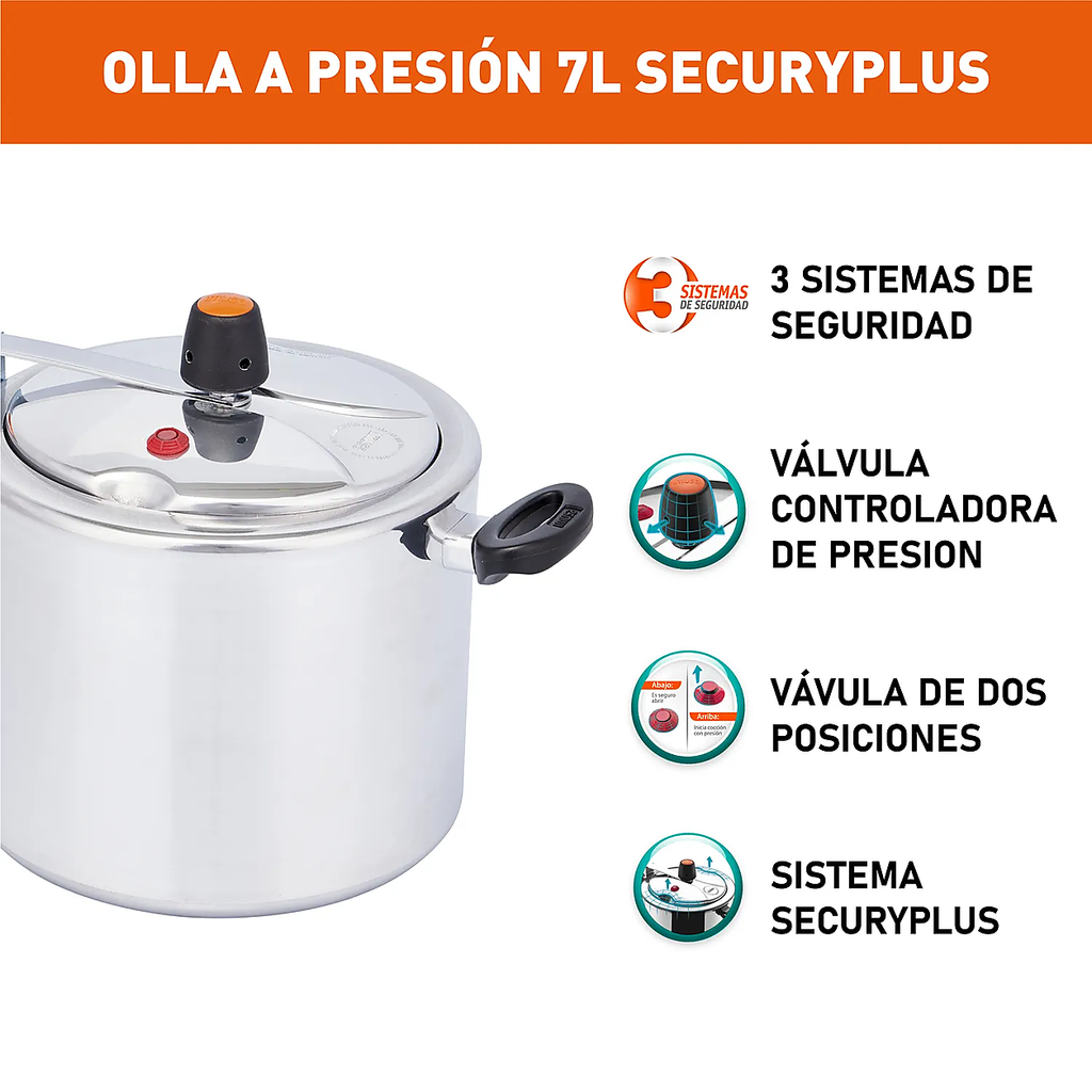 Olla a presion 7 litros aluminio IMUSA