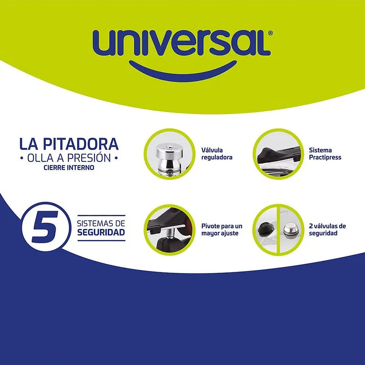 olla a presion cierre interno 5 sistemas de seguridad 6 litros UNIVERSAL