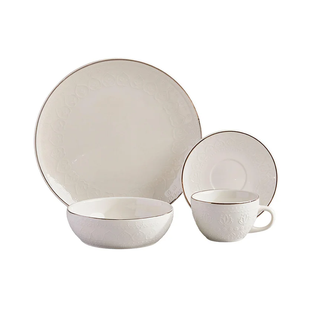 Vajilla Harmony plateado 4 puestos 16 piezas